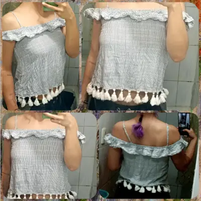 Blusa sin hombro con volantes y borlas Aeropostale - miniatura 1