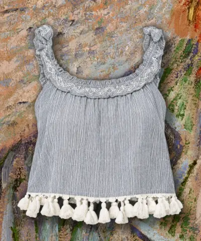 Blusa sin hombro con volantes y borlas Aeropostale - miniatura 2