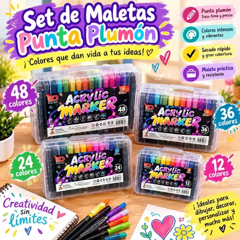 Set de Maletas de Marcadores Acrílicos - 4