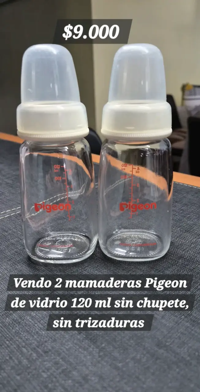 Mamaderas de vidrio Pigeon 120 ml sin chupete - 3