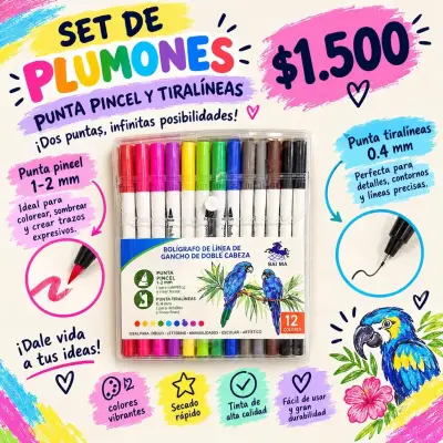 Set de Plumones de Colores con Punta Doble - miniatura 4