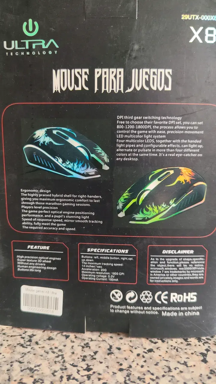 Mouse para juegos Ultra Technology con diseño ergonómico - 1