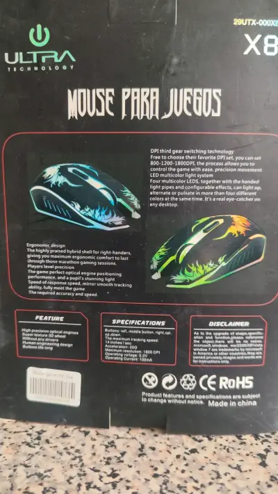 Mouse para juegos Ultra Technology con diseño ergonómico - miniatura 1