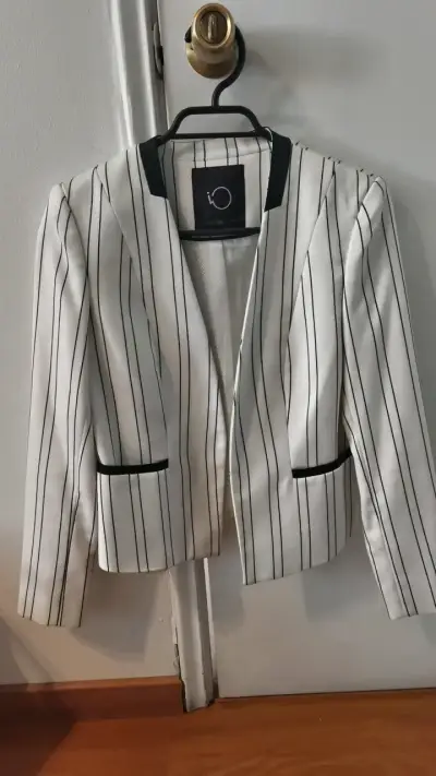 Blazer IO a rayas blanco y negro para mujer tallar - miniatura 1