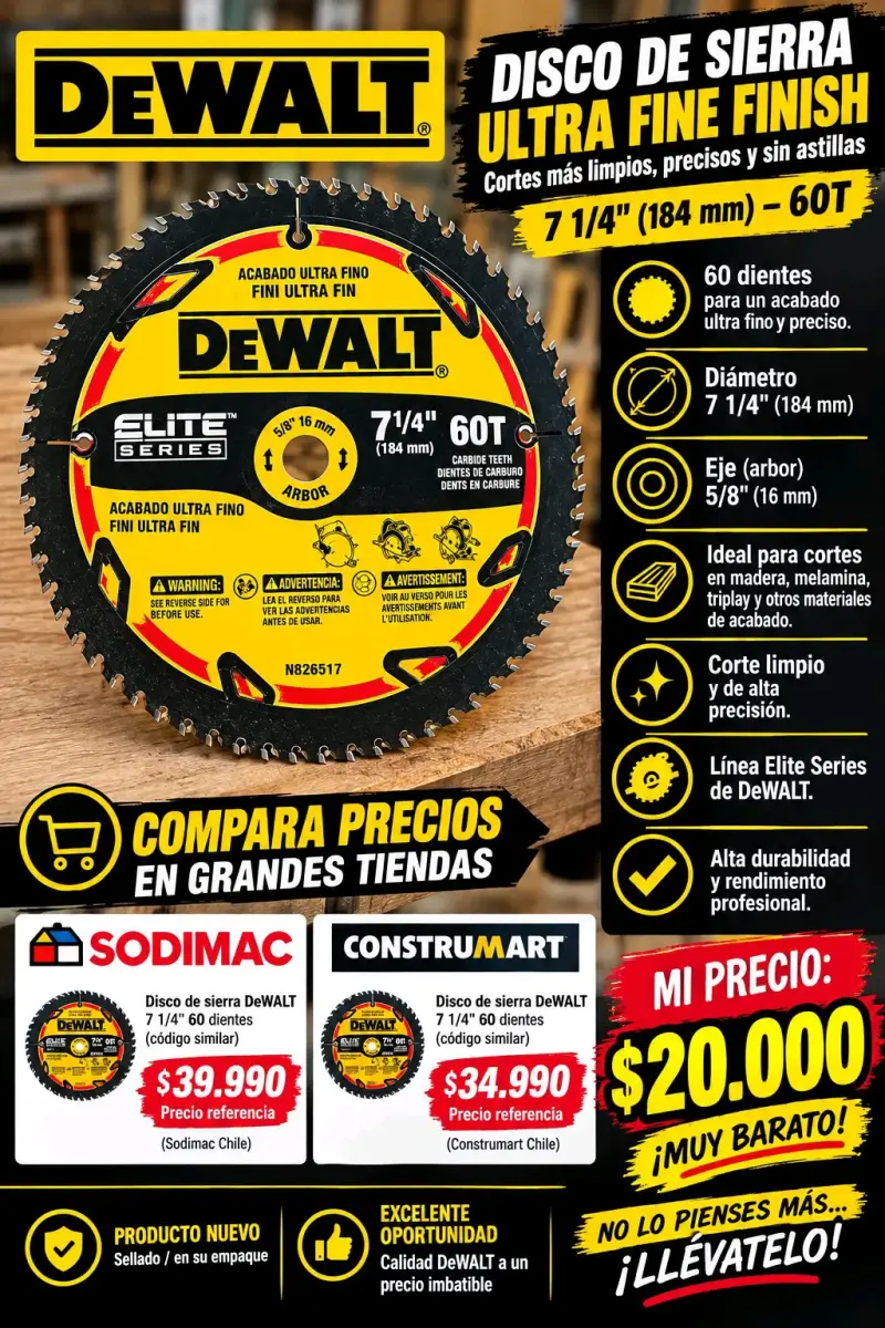 Disco de Sierra DeWalt 7 1/4'' 60T Ultra Fino - 1
