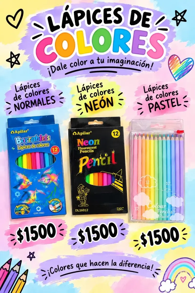 Set de Lápices de Colores y Sacapuntas Variados
