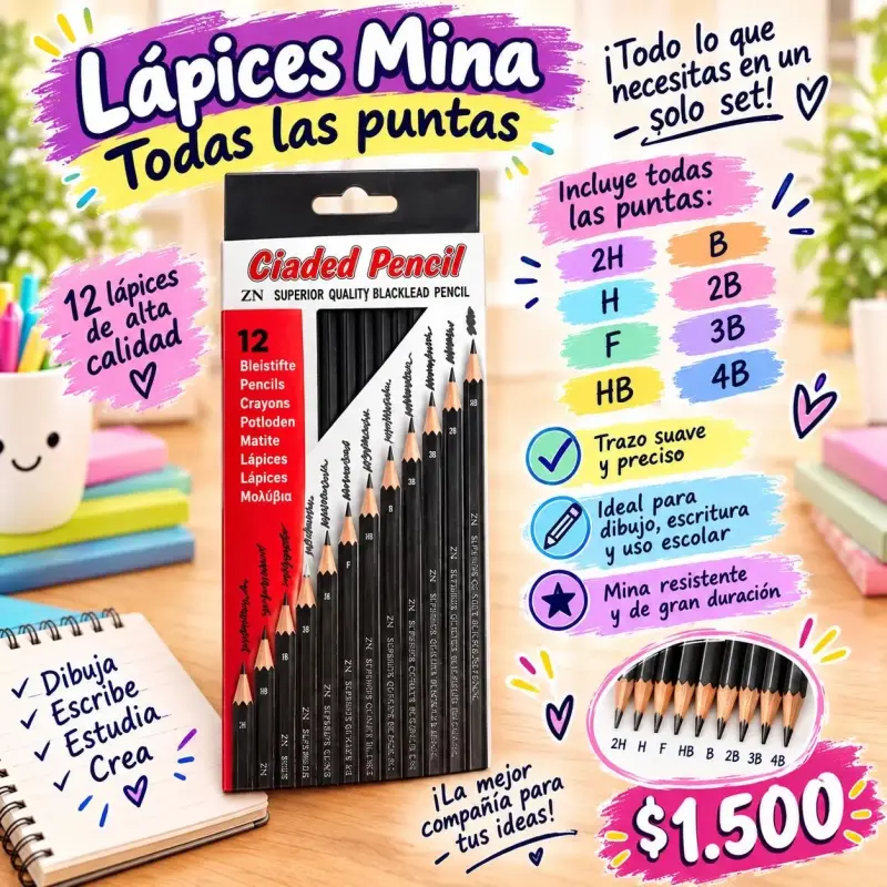Set de Lápices de Colores y Sacapuntas Variados - 2