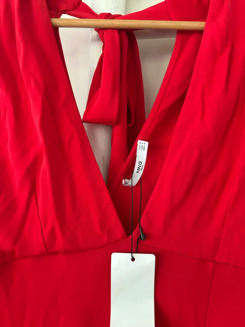 Vestido largo rojo sin mangas elegante - 2