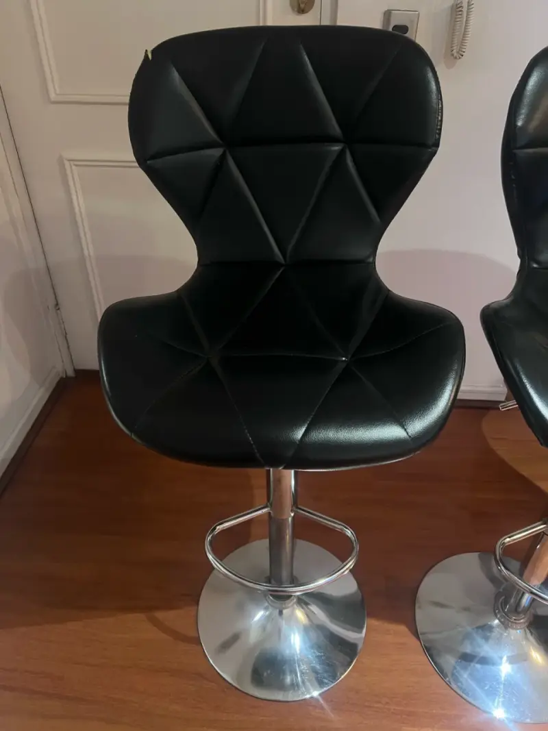 Sillas de bar negras ajustables con base cromada - 5