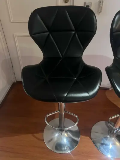 Sillas de bar negras ajustables con base cromada - miniatura 5