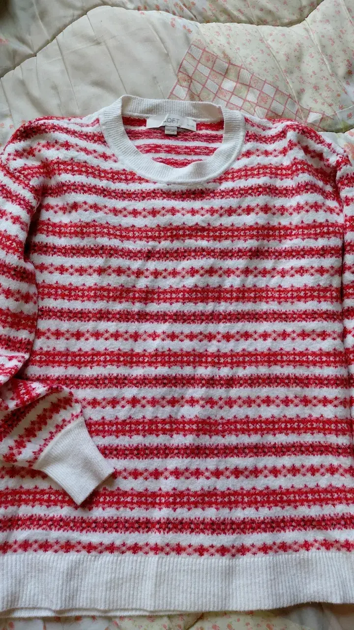 Suéter de lana rojo y blanco Loft para mujer