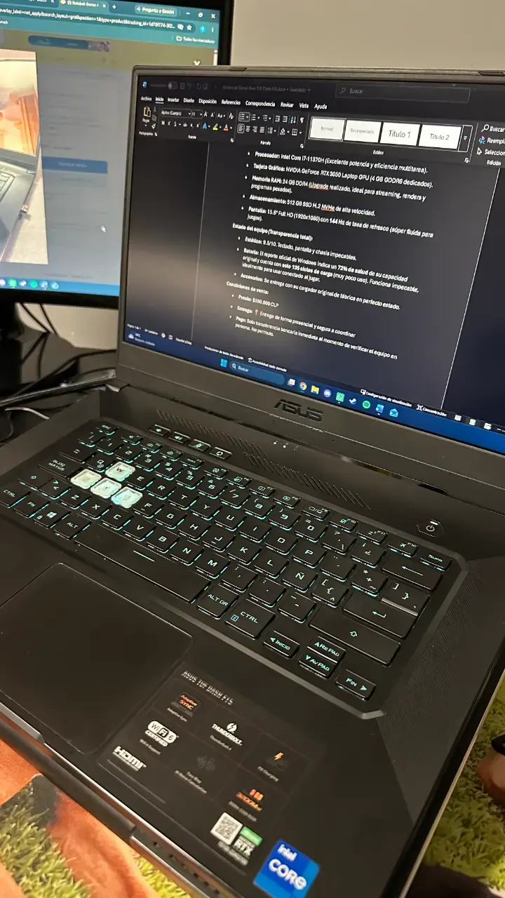 Asus TUF Dash F15 / Intel i7 / RTX 3050 / 24GB RAM - 3