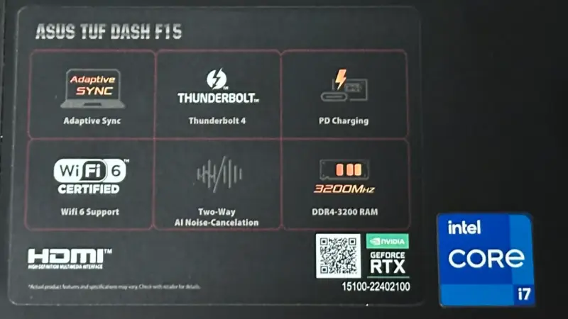 Asus TUF Dash F15 / Intel i7 / RTX 3050 / 24GB RAM - 5
