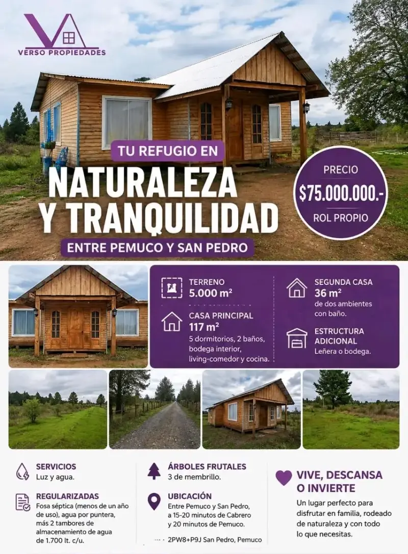 Casa en venta entre Pemuco y San Pedro - 1