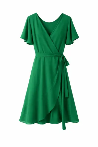 Vestido verde Blanka Atelier cruzado con cinturón - miniatura 1