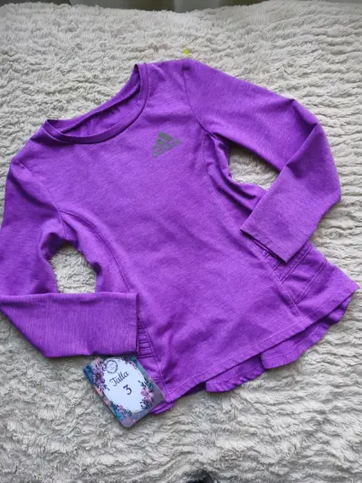 Polera morada de manga larga Adidas para niña - miniatura 1