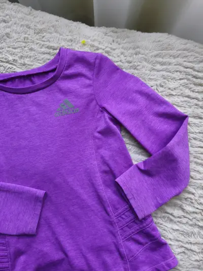 Polera morada de manga larga Adidas para niña - miniatura 2
