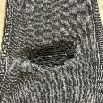 Jeans negros desgastados ancho para mujer Sybilla - miniatura 5