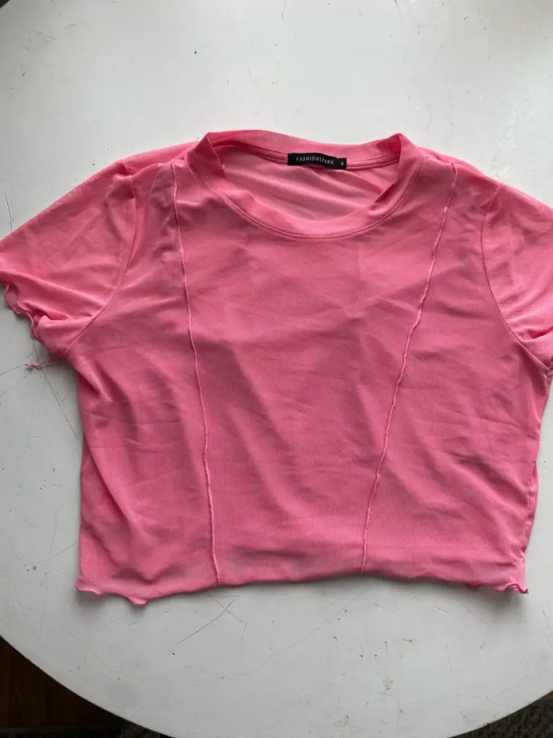 Conjunto de top pams polera transparente rosados - 1