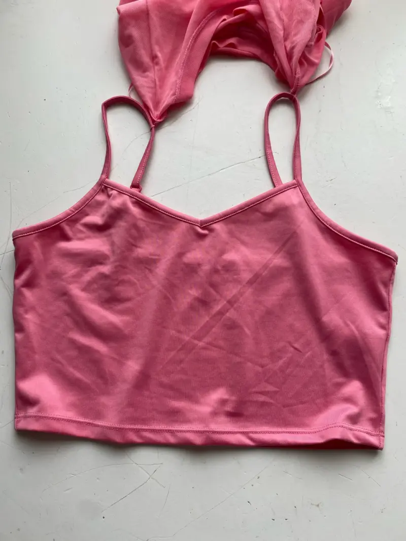 Conjunto de top pams polera transparente rosados - 3