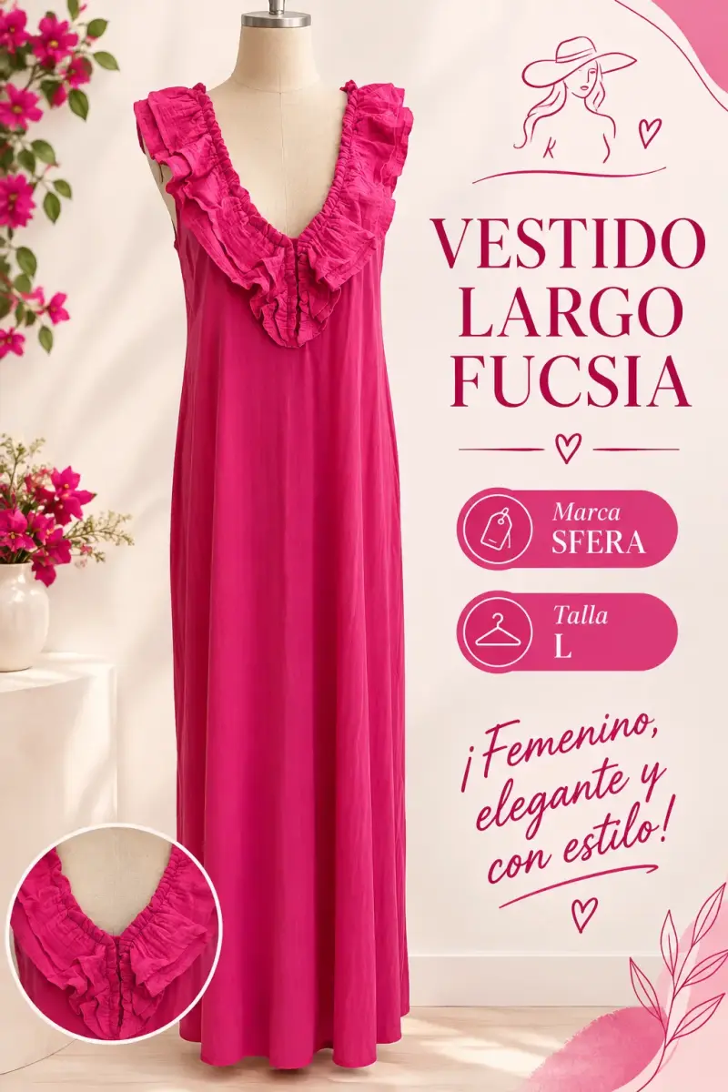 Vestido largo fucsia Sfera elegante