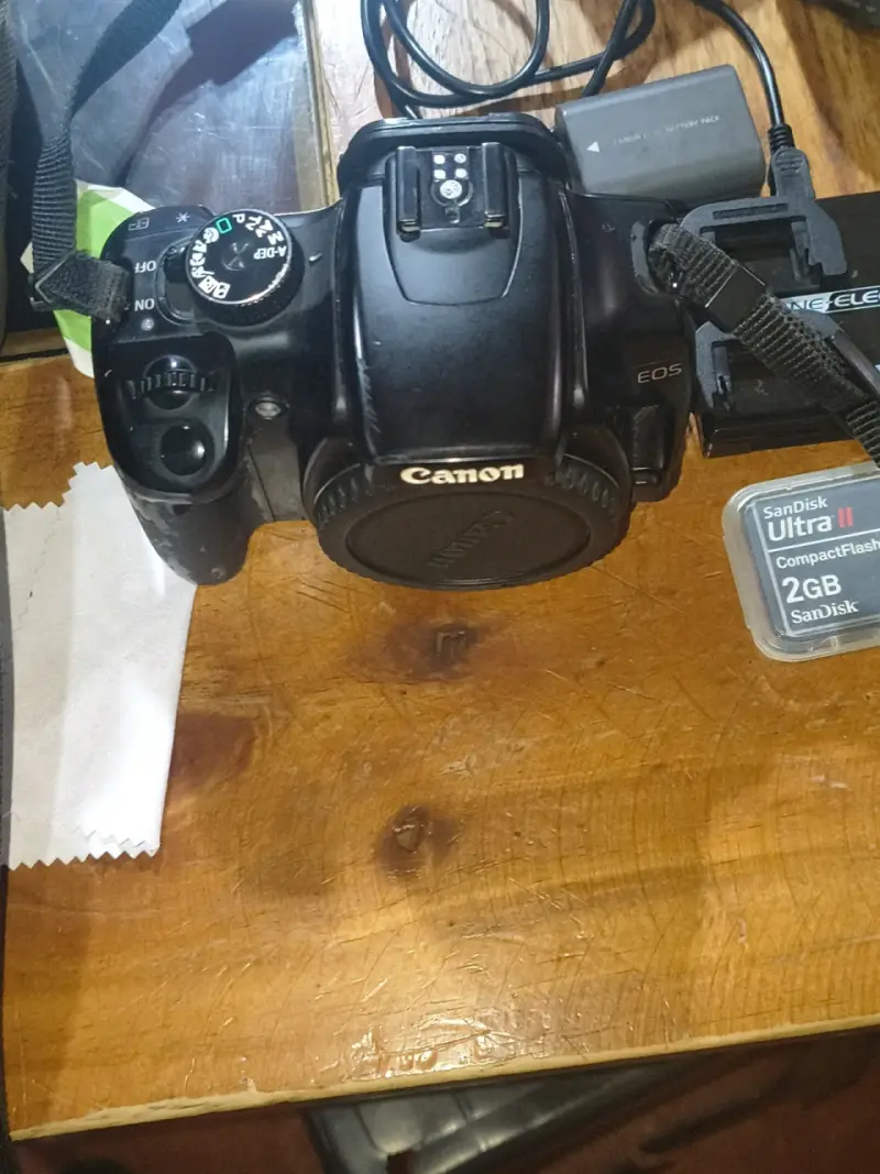 Cámara Canon EOS con accesorios y lentes - 1
