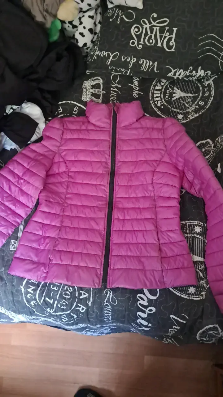 Chaqueta acolchada fucsia para mujer