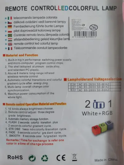 Lámpara LED Colorida con Control Remoto - miniatura 1