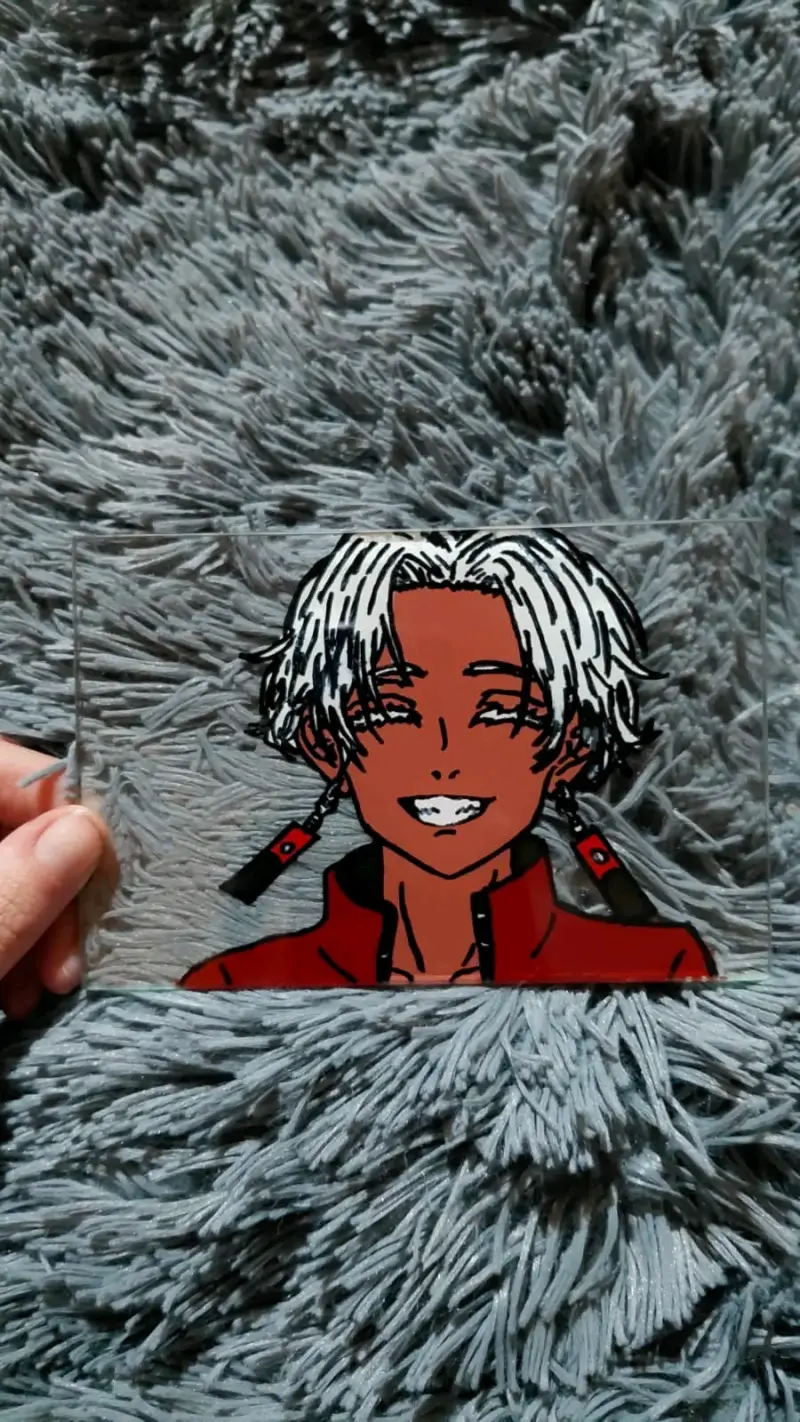 Set de ilustraciones de personajes anime en vidrio - 2