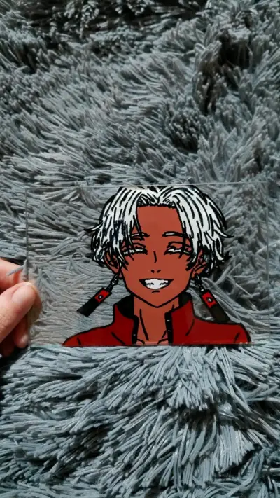 Set de ilustraciones de personajes anime en vidrio - miniatura 2