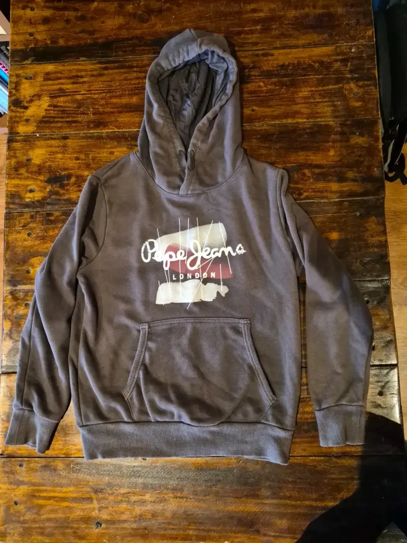 Polerón con capucha Pepe Jeans gris talla 8