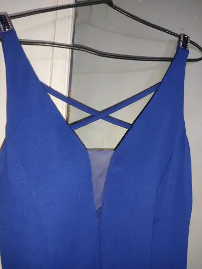 Vestido largo azul con escote profundo - miniatura 11