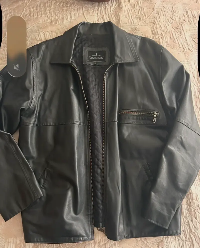 Chaqueta de cuero negra para hombre
