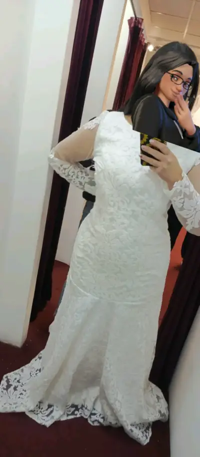 Vestido de novia blanco con encaje - miniatura 1