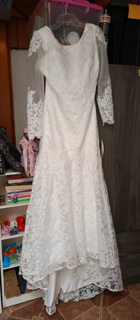 Vestido de novia blanco con encaje - 2