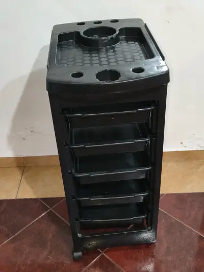 Carro organizador de peluquería negro con ruedas - miniatura 1