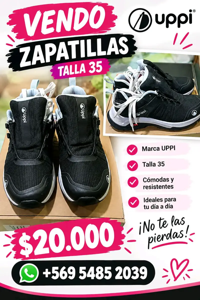 Zapatillas Uppí negras talla 35 cómodas y resistentes