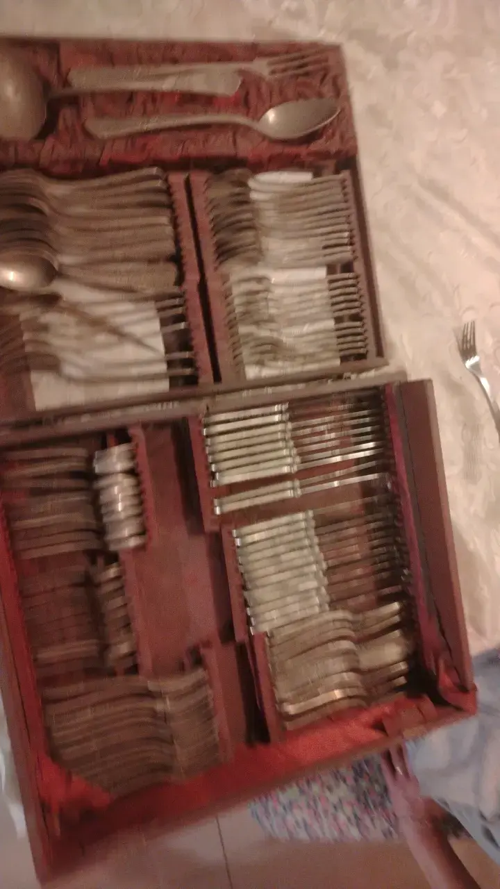 Juego de cubiertos antiguos en estuche - 2