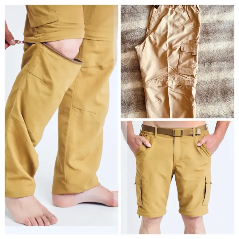 Pantalones convertibles color caqui para hombre