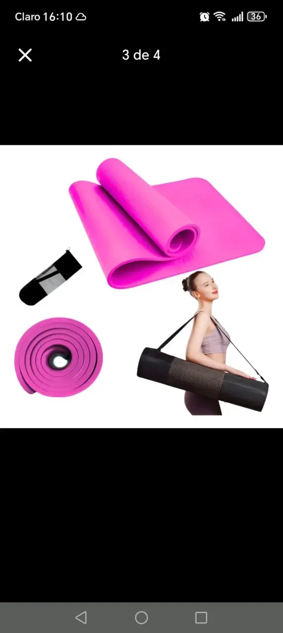 Mat de Yoga Antideslizante Rosa con Correa