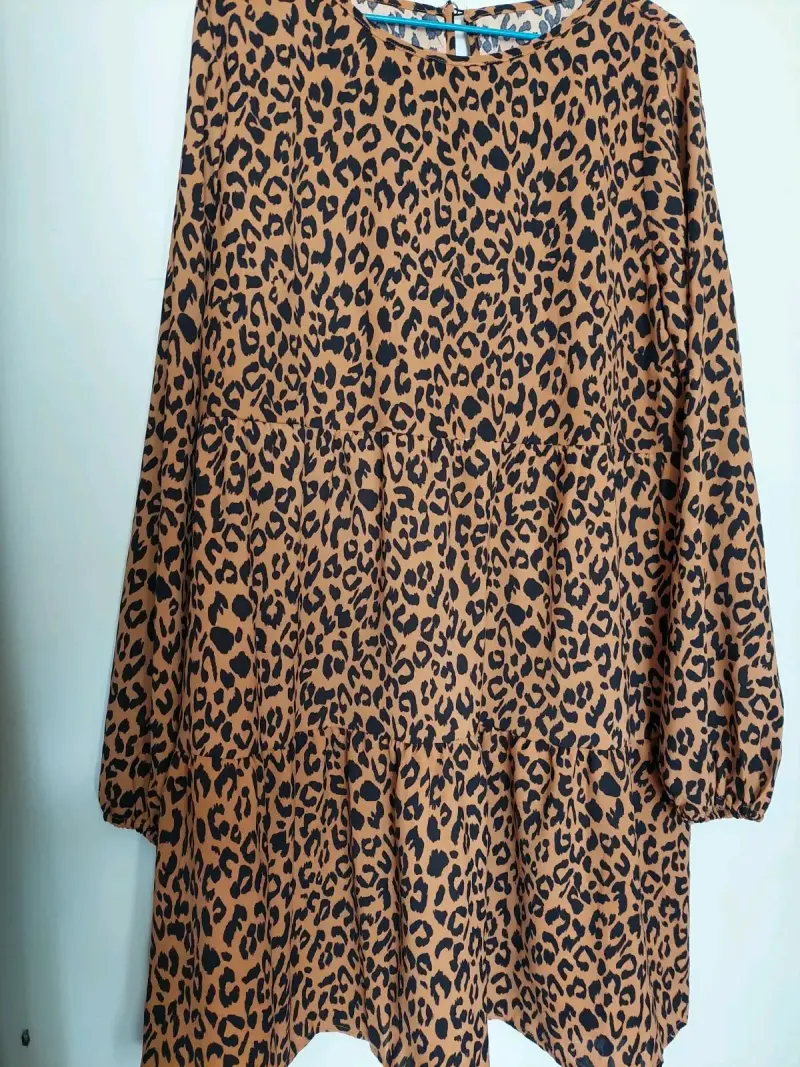 Vestido animal print manga larga - 1