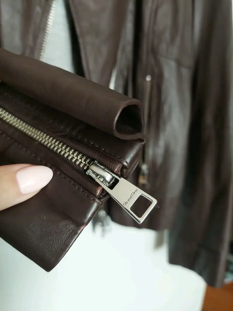 Chaqueta de cuero marrón para mujer - 2
