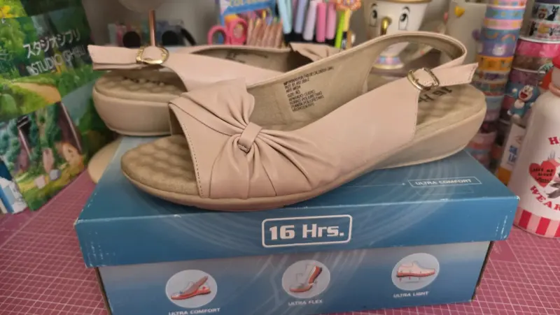 Sandalias beige cómodas 16 Hrs mujer, talla 40.