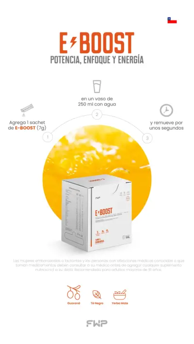 Suplemento Energético E-Boost Sabor Mandarina - miniatura 1