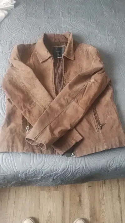 Chaqueta de cuero marrón para mujer - miniatura 1
