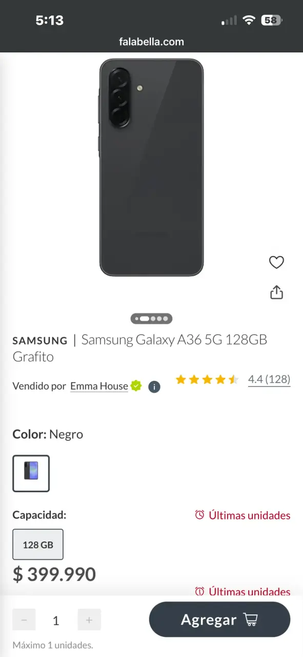 Samsung Galaxy A36 5G 128GB Grafito en buen estado - 4