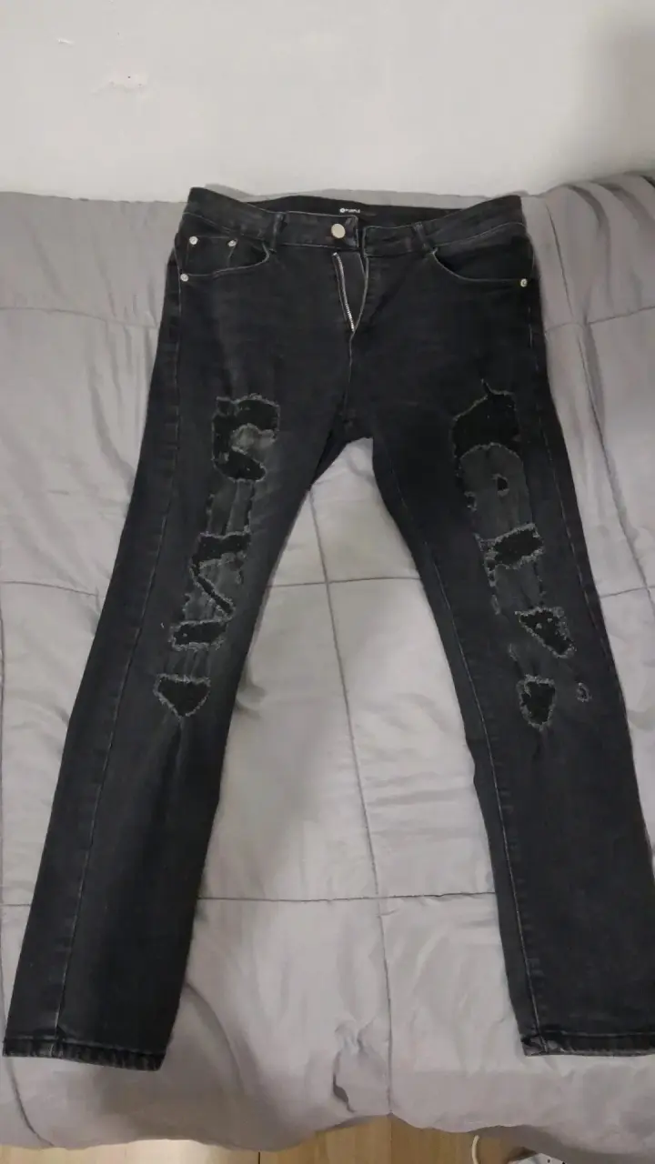 Jeans negros desgastados Purple Brand - 2