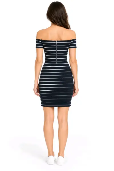 Vestido ajustado a rayas negro - miniatura 2