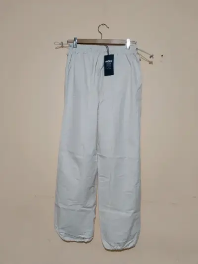 Pantalones deportivos blancos unisex con ajuste elástico - miniatura 2