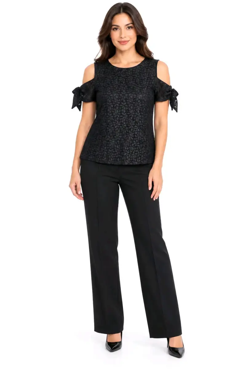 Blusa de encaje negra con hombros descubiertos - 3